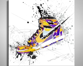 Sneaker CANVAS PRINT Lakers Colors Air Jordan Shoe Contemporary Wall Art // SNK-AJ09