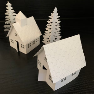 White Christmas Tea Light Village Christmas Village Decoration Paper House Set Fireplace Mantle Christmas Decor READ DESCRIPTION image 6