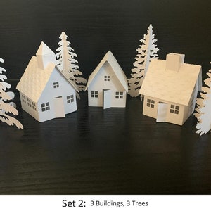 White Christmas Tea Light Village Christmas Village Decoration Paper House Set Fireplace Mantle Christmas Decor READ DESCRIPTION image 2