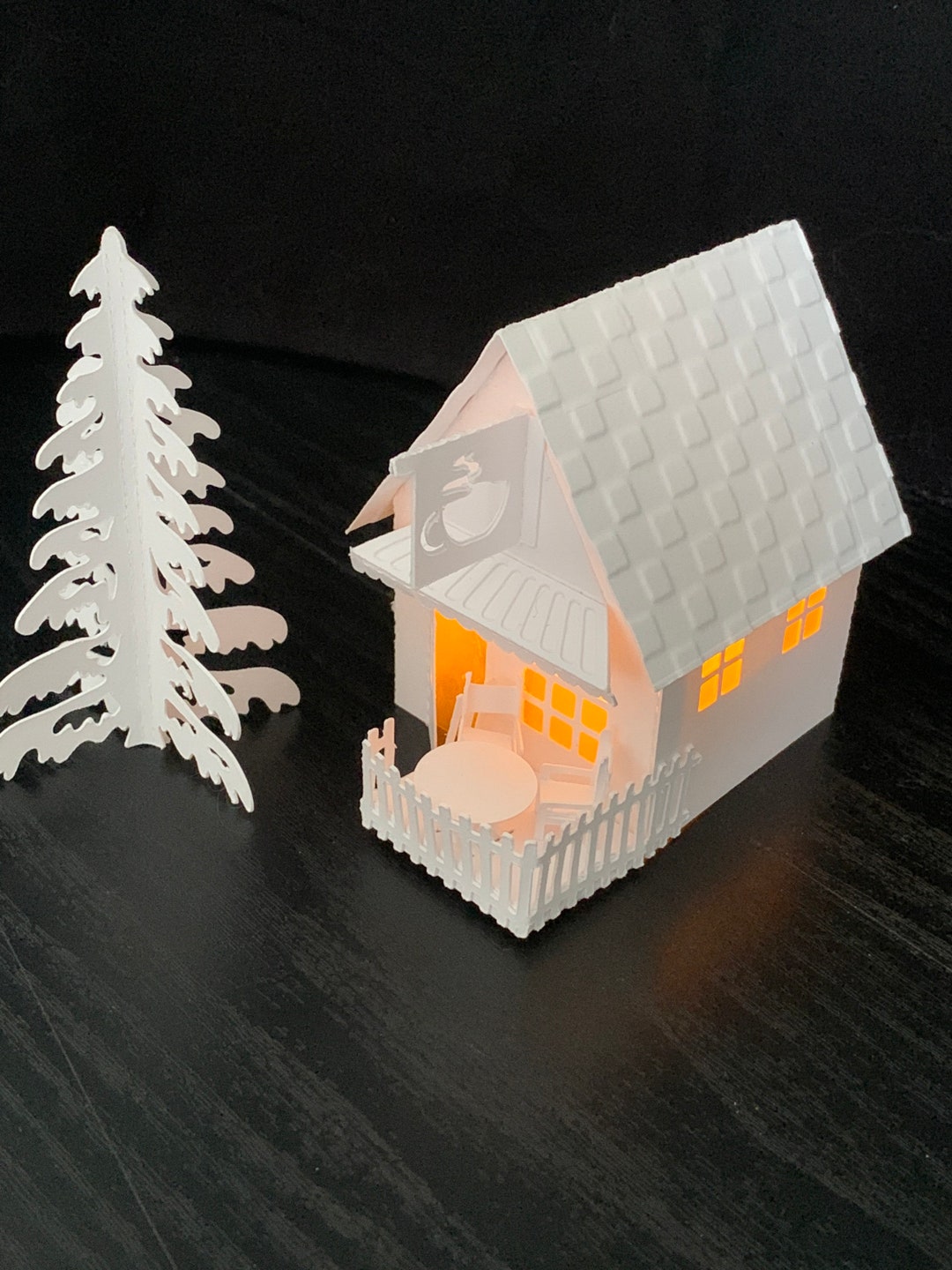 Coffee Shop White Christmas Tea Light House Christmas Village