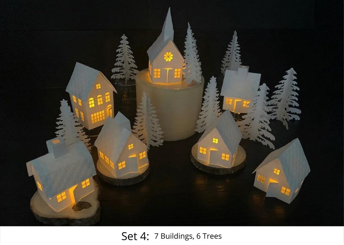 White Christmas Tea Light Village Christmas Village Etsy