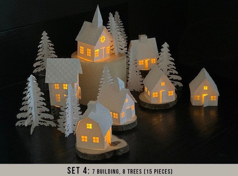 White Christmas Tea Light Village Christmas Village Etsy