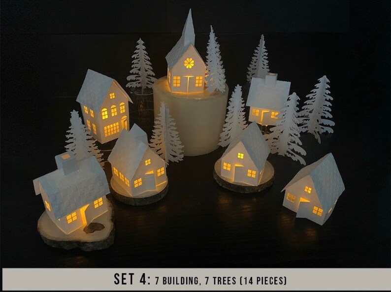 White Christmas Tea Light Village Christmas Village Etsy
