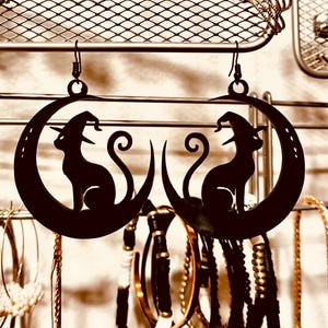 Witchy Black Cat Earrings