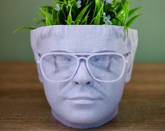 Dwight Head Planter - Custom Face Pot, Funny TV Show Decor, Unique Succulent Planter Gift