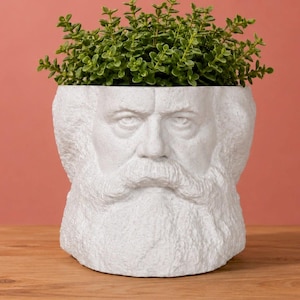 Pot de fleurs tête de Karl Marx – Pot à succulentes imprimé en 3D, amusant et original, décoration révolutionnaire, cadeau historique unique, pot de fleurs humoristique