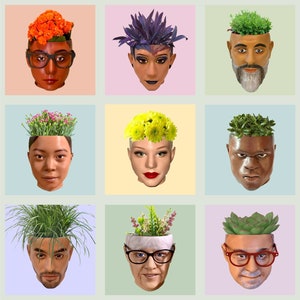 Personalisierter Head Planter - Benutzerdefiniertes Gesichtstopf für Zimmerpflanzen, einzigartiges 3D gedrucktes Geschenk, handgemalte fotorealistische Wohndekoration