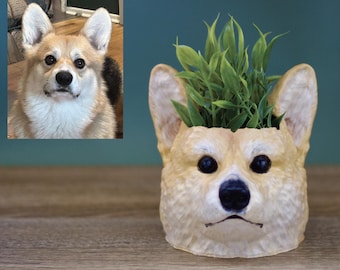 Custom Pet Head Planter – Personalized 3D Printed Pet Portrait Pot for Succulents & Indoor Plants, Pet Memorial Gift, Hand-Painted Decor