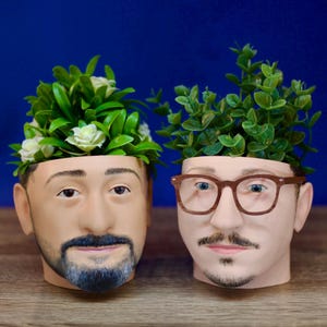 Custom Face Planter Pot – Personalized 3D Printed Head Planter Gift, Hand-Painted Portrait Flower Pot, Indoor Succulent Planter Home Decor image 11