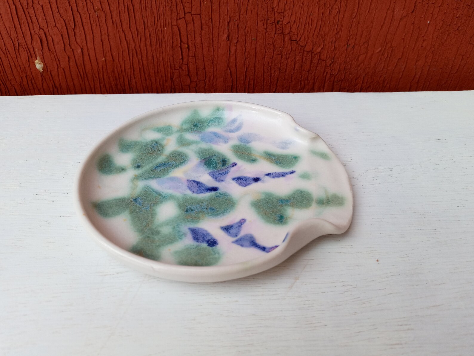 Clouds of Folsom Pottery Spoon Rest Wisteria Etsy
