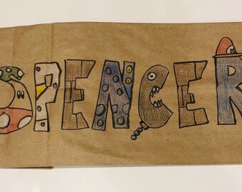 Font Theme Lunch/Snack Bag Art custom made to order with what you want on them