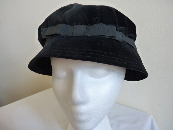 Black Velvet Slouch Cloche Hat