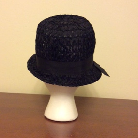 Black summer woven cloche hat - image 4