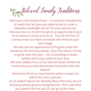 February Monthly Menu Planner