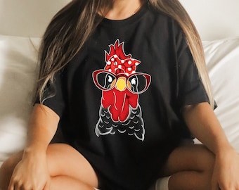 Funny Chicken with Bandana & Glasses T-Shirt
