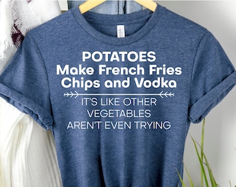 じゃがいもでフライドポテト、チップス、ウォッカを作るTシャツ