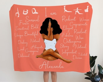 Personalized Black Women Name Blanket, Black Queen Blanket, Black Girl Magic, Gift For Her, Gift For Mom, Black Daughter gift, Name Blanket