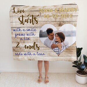 Manta de aniversario, manta de nombre personalizado, manta de boda, regalo de aniversario, manta de imagen, manta de amor, manta de parejas, regalo de esposa