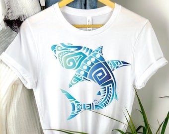 Graphic Tribal Shart Shirt, Tribal Sharks, Retro Hawaiian Summer, Shark Lover Gift, Cute Shark Shirt, Gift For Him, Animal Lover ift