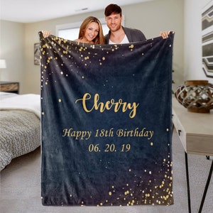 Personalized Name Blanket | Fleece Blanket | Custom Name Blanket | Personalized Gift | Happy Birthday Name Blanket Gift | Gift For Her