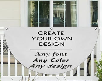Custom Semi-Circular Light-Blocking Banner with 3 Hanging Holes for Event Decor