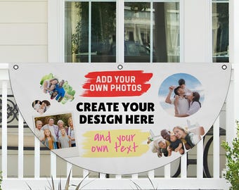 Custom Semi-Circular Light-Blocking Banner with 3 Hanging Holes for Event Decor