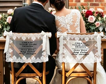 Custom Lace Chair Back Decor, Elegant Chair Cover Accent for Weddings, Parties and Home Events (Set of 2)
