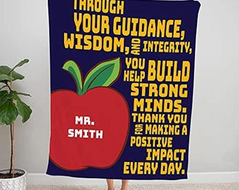 Personalized Teacher Blanket: Custom Name, Appreciation Gift