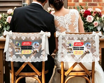 Custom Lace Chair Back Decor, Elegant Chair Cover Accent for Weddings, Parties and Home Events (Set of 2)