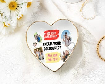Custom Heart Shaped Ceramic Jewelry Tray, Ring Dish, Trinket Holder, Small Gift for Her