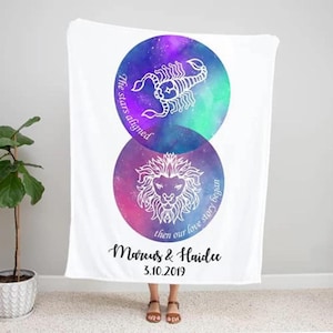 Personalisierte Astrologie Name Datum Decke | Sternzeichen Horoskop Name Decke | Hochzeitsjubiläum Decke | Romantisches Geschenk | Hochzeitsgeschenk