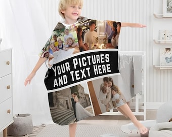 Custom Photo Hooded Bath Towel, Kids Beach Cover Up
