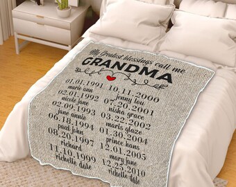 Personalisierte Oma Fleece Decke: Benutzerdefinierte Namen, Geschenk der Großmutter