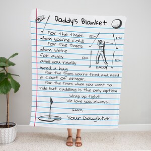 Customized Golf Dad With Love Quote Blanket, Father&#39;s day Gift, Golfer&#39;s Blanket, Custom Name Blanket, Gift From Daughter, Golf Dad Gift