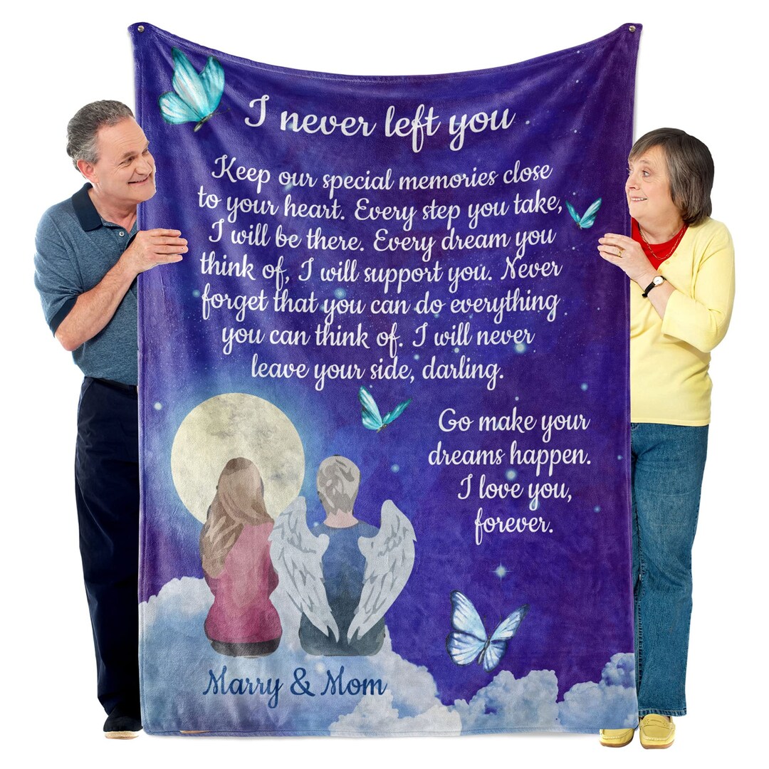 Personalized Memorial Blanket With Photo Name and Quote, Sympathy Gift