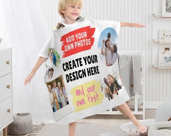 Custom Photo Hooded Bath Towel, Kids Beach Cover Up