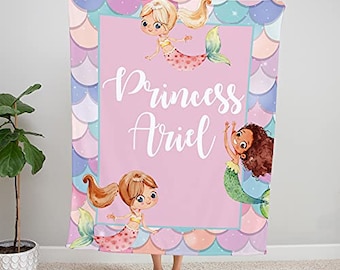 Princess blanket, princess gift, princess blanket with name, personalized blanket, name blanket, mermaid blanket, kids blanket, Gift For Her