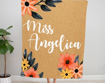 Personalisierte Lehrerdecke: Blumiges Namensgeschenk
