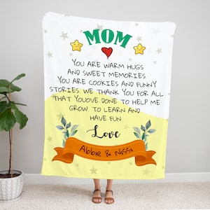 Personalized Mom Fleece Blanket: Custom Name Letter Gift