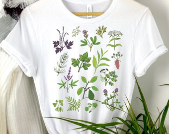 Botanical Print Plant Shirt, plant shirt, plant lady shirt, plants shirt, nature lover shirt, vintage plant shirt, never enough plants