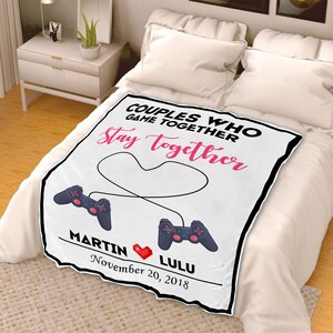 Manta personalizada con nombre de pareja / Manta personalizada para él y para ella / Regalo de manta de aniversario / Manta con nombre de pareja de amor / Regalo de manta de jugador