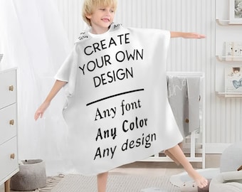 Custom Kids Hooded Bath Towel, Beach Pool Swim Cover Up