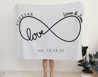 Personalized Couples Fleece Blanket | Anniversary Gift