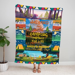 Camping Blanket, Anniversary Blanket, Couples Blanket, Camping gift, travel blanket, gifts for him, gift for her, Name Blanket, camp gifts