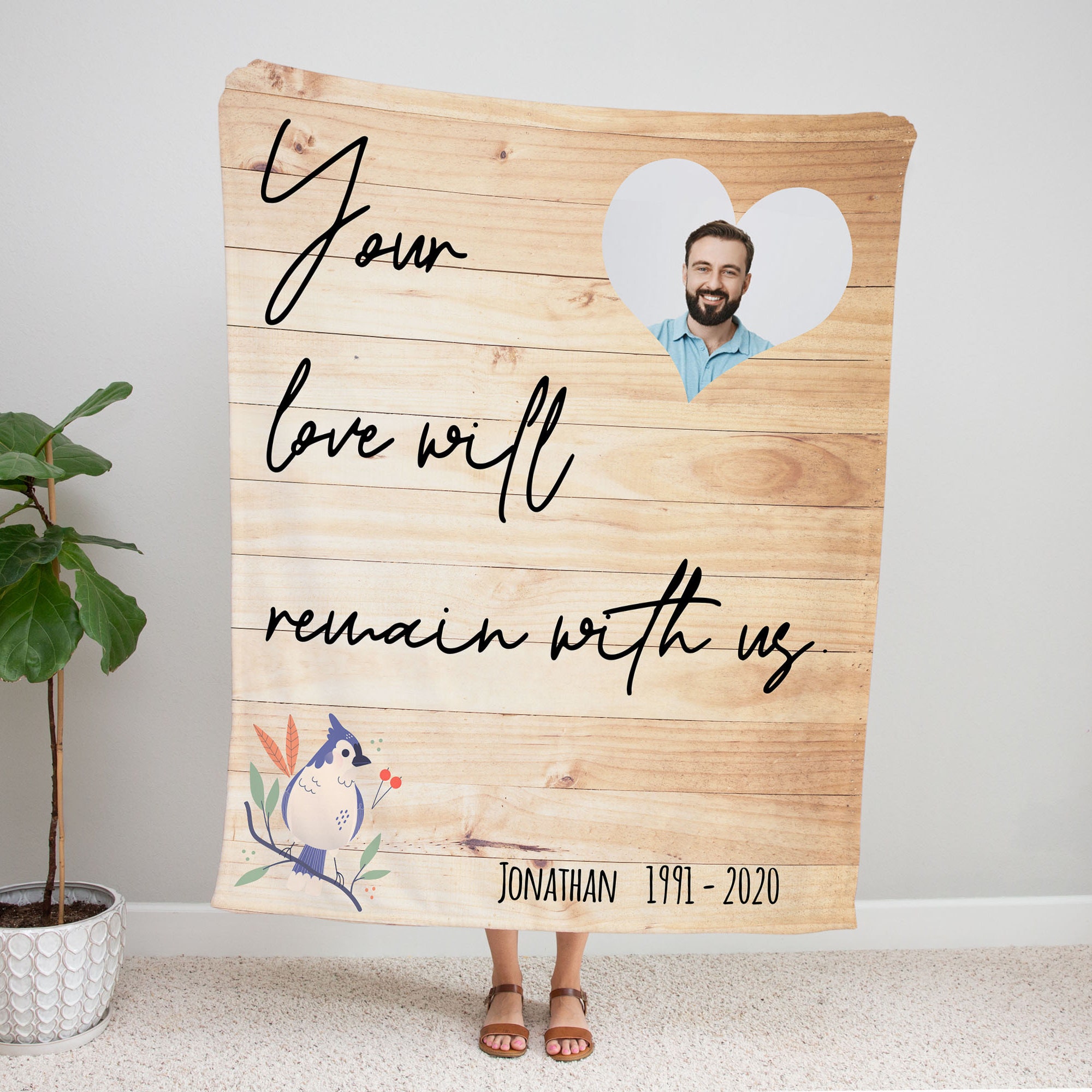 Custom Memorial Photo Quote Blanket Sympathy Gift Etsy