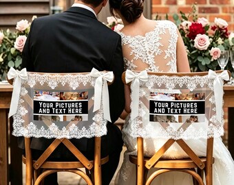 Custom Lace Chair Back Decor, Elegant Chair Cover Accent for Weddings, Parties and Home Events (Set of 2)