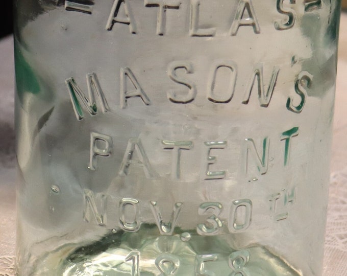 Vintage Atlas Mason's Patent November 30th 1858 1/2 Gallon Blue Green Canning Jar Etsy
