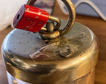 Vintage glass bank with Walsco lock(no key)