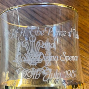 Vintage 1981 Prince Charles and Lady Diane Spencer wedding glass July 29th 1981
