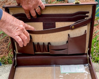 Vintage Coach briefcase mid 70's top grain Leather with Cagiva Giovanni Varese combination locks made in Italy case Made in the USA